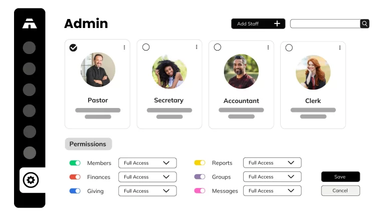 Tabernacle Church Management Software - Admin Access Control