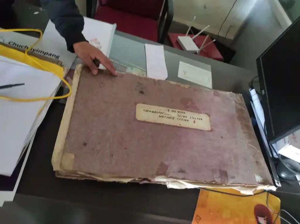 Historic church records detailing births, marriages, and community events